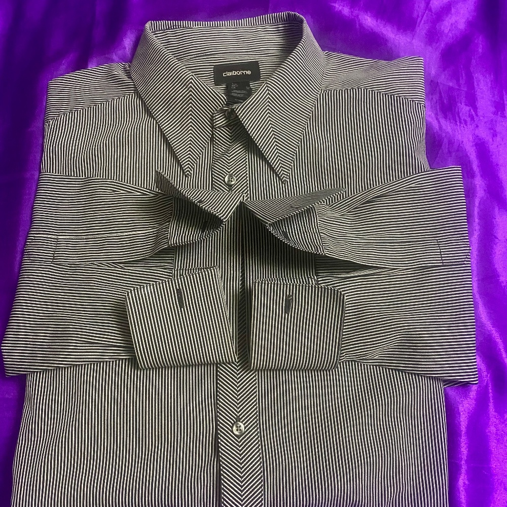 Claiborne Class Cuff Link Shirt Sz XL